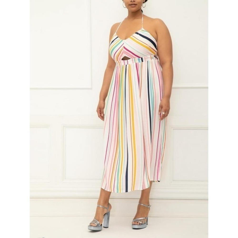 Eloquii Multicolor Striped Maxi Dress